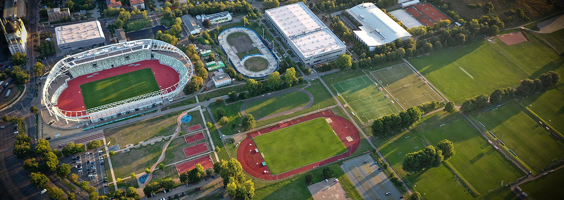 Luftausfnahme des Sportparks Ostra in Dresden